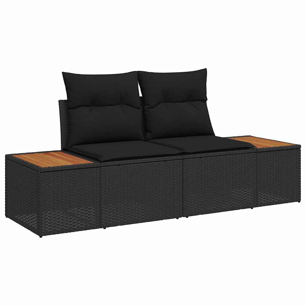 Garten-Sofa-Set mit Kissen 8 pcs Schwarz Poly Rattan